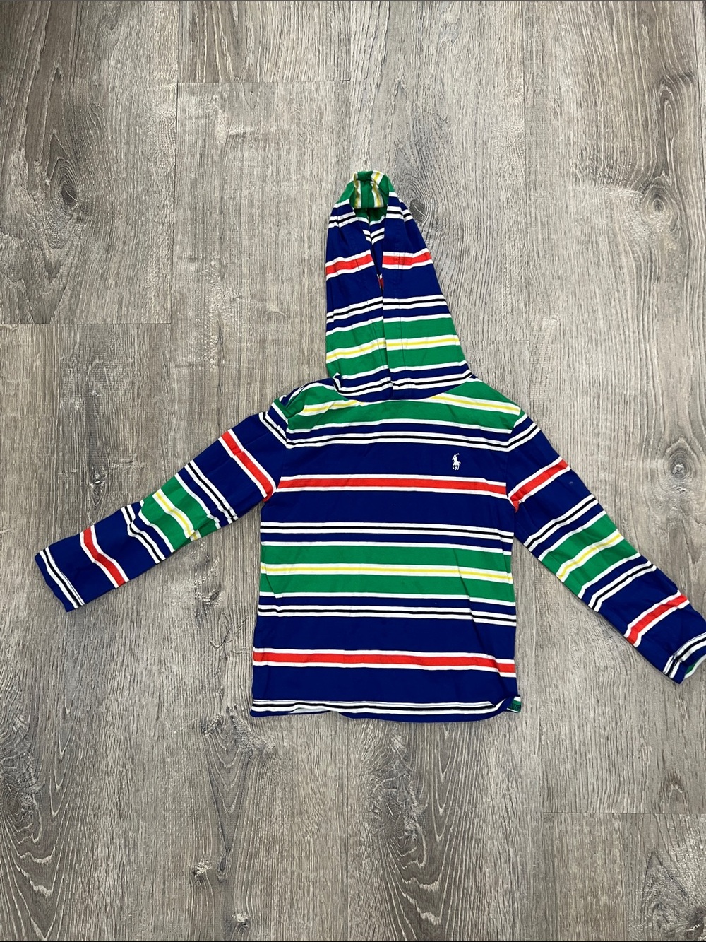 Polo by Ralph Lauren Navy, Green & Red Striped Hooded Kids Top